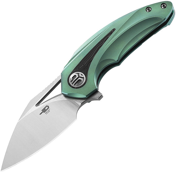 Bestech Nuke Green Titanium + G10 Framelock M390 Folding Knife 2107d