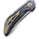 Bestech Knives Vigil Blue Titanium Framelock M390 Folding Knife 2201b