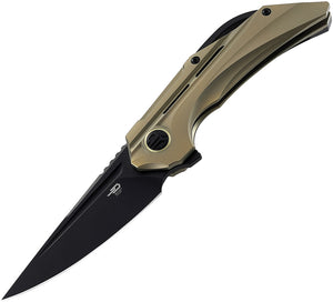 Bestech Knives Vigil  Gold Titanium Framelock M390 Folding Knife 2201e