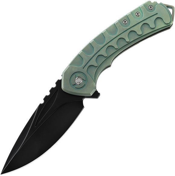 Bestech Knives Buwaya Pocket Knife Retro Green Titanium Folding M390 T2203D