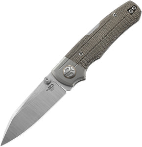 Bestech Knives Tonic Lockback Green Micarta & Titanium Folding M390 Knife T2204C