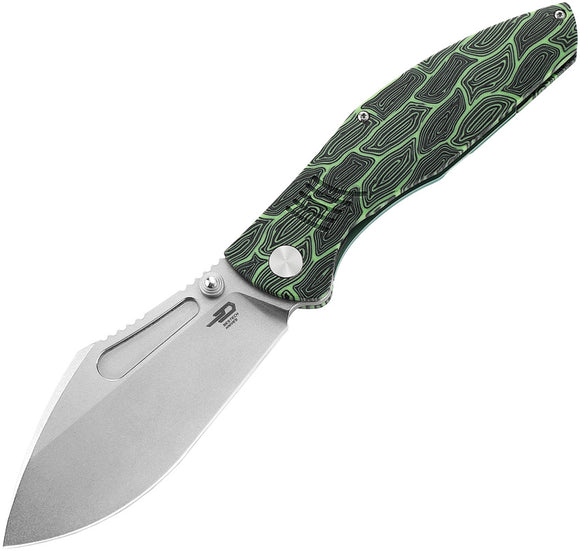 Bestech Knives Lockness Knife Framelock Black & Green G10 Folding M390 2205A