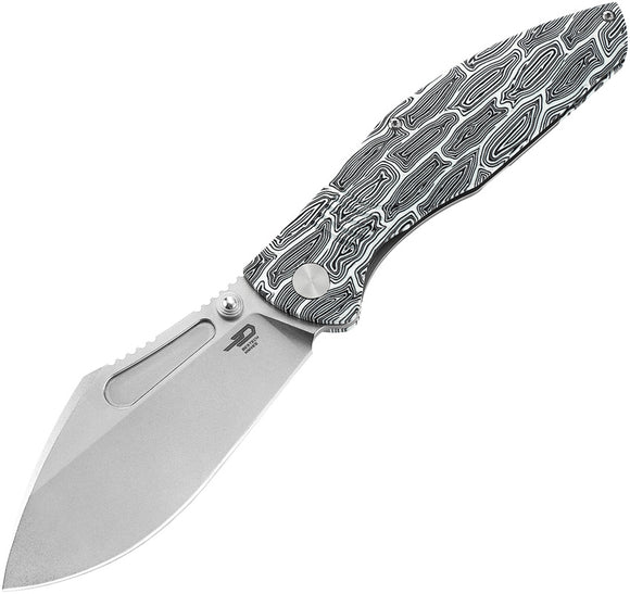 Bestech Knives Lockness Knife Framelock Black & White G10 Folding M390 2205B