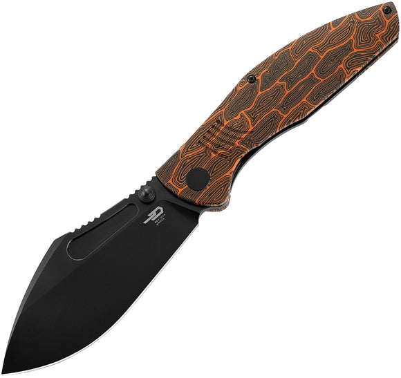 Bestech Knives Lockness Knife Framelock Black & Orange G10 Folding M390 2205C
