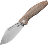 Bestech Knives Lockness Pocket Knife Framelock Tan Micarta Folding M390 2205E