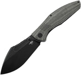 Bestech Knives Lockness Pocket Knife Framelock Black Micarta Folding M390 2205F