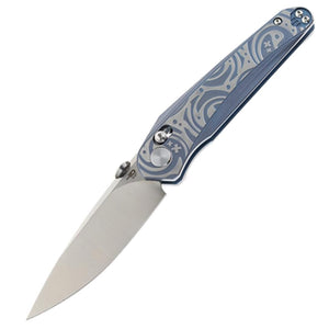 Bestech Knives Mothus Bar Lock Blue & White Titanium Folding M390 Knife 2206A