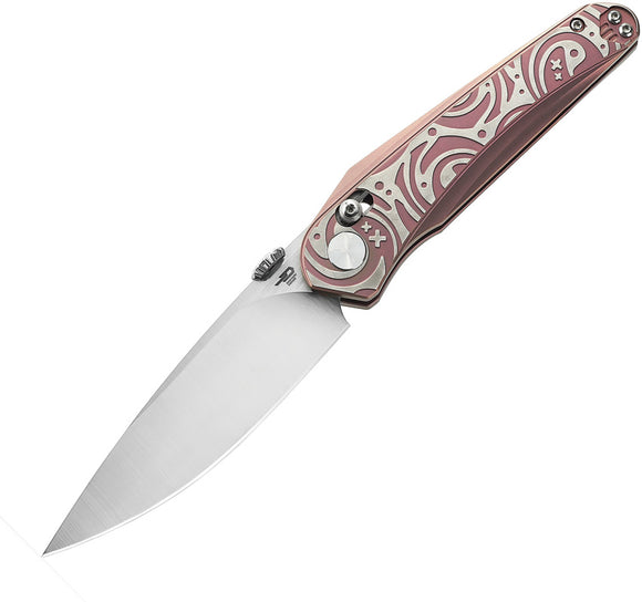 Bestech Knives Mothus Bar-Lock Pink/Silver Titanium Bohler M390 Pocket Knife 2206D