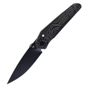 Bestech Knives Mothus Bar Lock Black & Bronze Titanium Folding M390 Knife 2206G