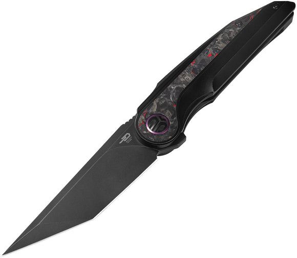 Bestech Knives Blind Fury Black Titanium & Red CF Folding M390 Knife T2303E