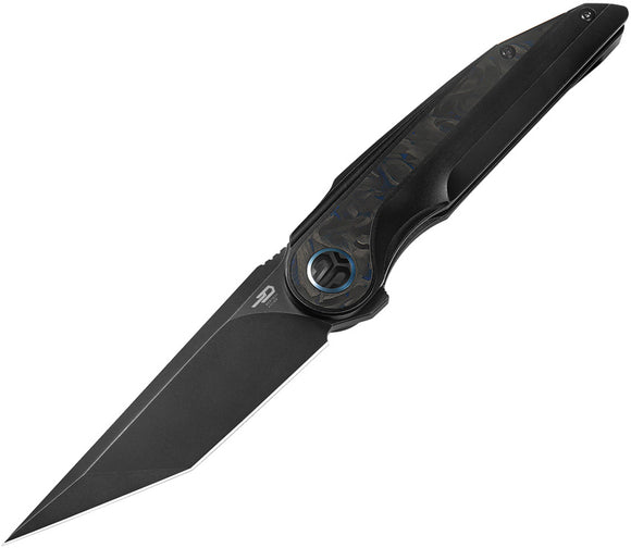 Bestech Knives Blind Fury Black Titanium & Blue CF Folding M390 Knife T2303F
