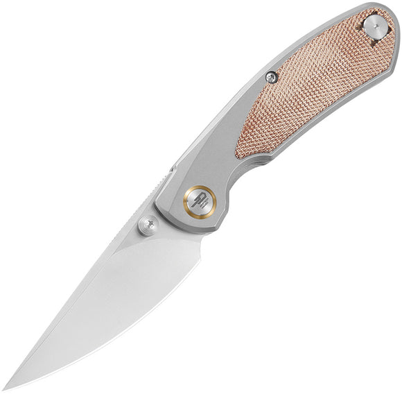 Bestech Knives Lito Framelock Titanium & Brown Micarta Folding M390 Knife T2307B