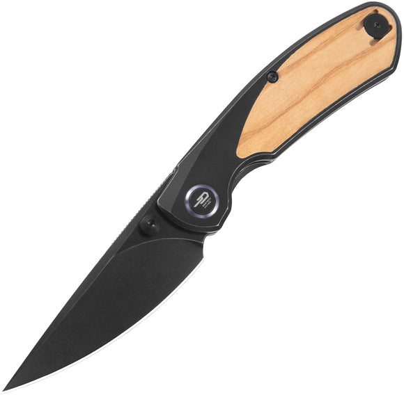 Bestech Knives Lito Framelock Titanium & Olive Wood Folding M390 Knife T2307C