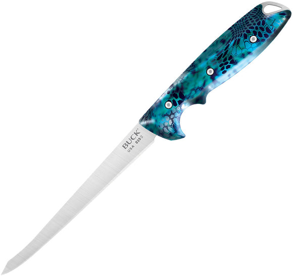 BUCK Knives Blue Abyss Kryptek Pontus Handle Fillet Fixed Blade Knife 0035CMS33