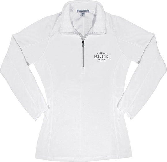 BUCK Knives Gray Logo White Women's Shirt Pullover XX Large Polyester Fleece 10160