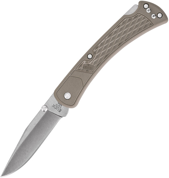 Buck 110 Slim Select Lockback Tan Folding Pocket Knife 110brs2