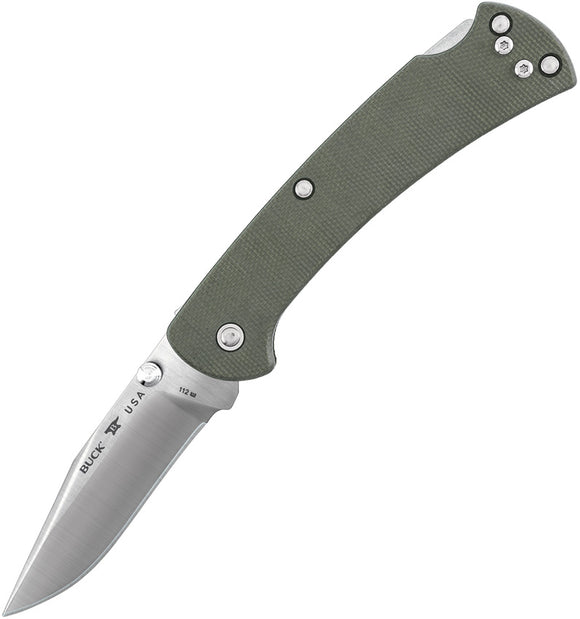 Buck 112 Slim Pro Lockback Green Folding Knife 112ODS6