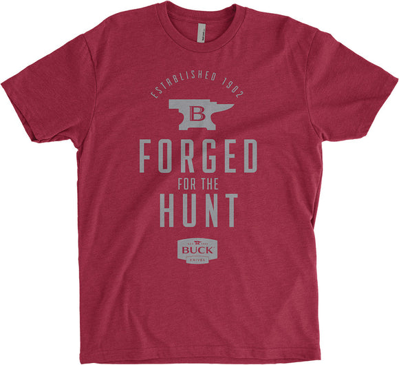 Buck Forged for the Hunt Logo XL Gray & Red Men's Short Sleeve T-Shirt 11636
