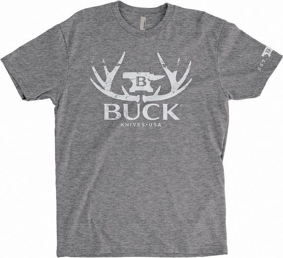 Buck Whitetail Logo Gray XL Size X-Large Men's Short Sleeve Cotton T-Shirt 11734
