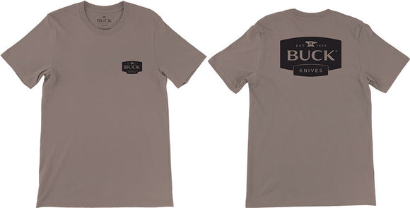 Buck Logo T-Shirt Large Brown Short Sleeve 12852