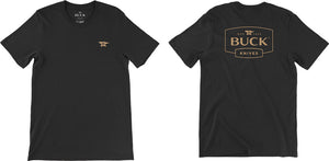 Buck Knives Long Sleeve Cotton T-Shirt Black w/ Tan Buck Logo 2X Size BU13210