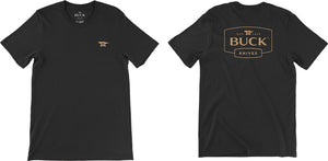 Buck Knives Short Sleeve Cotton T-Shirt Black w/ Tan Buck Logo 3X Size BU13205