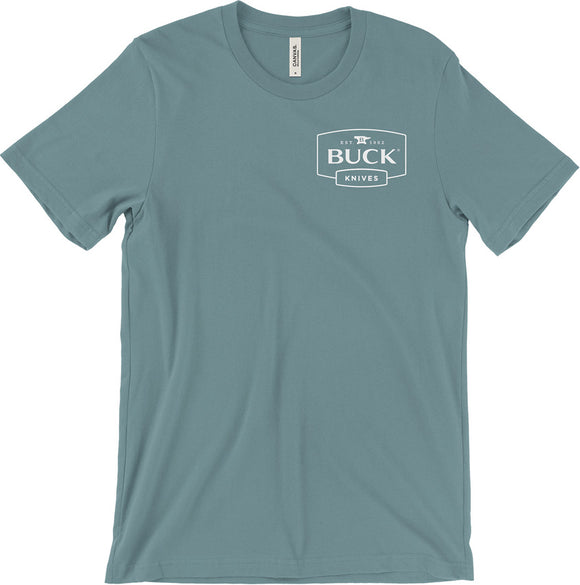 Buck XX-Large XXL Knife Logo Slate Blue Short Sleeve T-Shirt XXL
