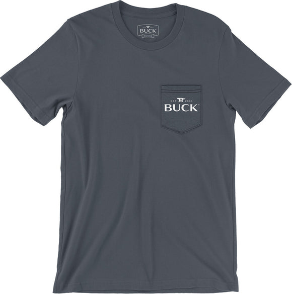 Buck Pocket Grey Short Sleeve Large T-Shirt 13354