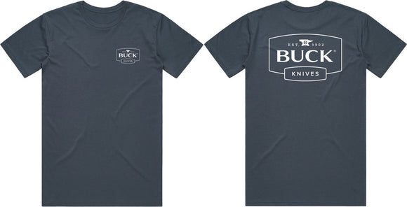 Buck Logo Petro Blue Cotton Large T-Shirt 13879