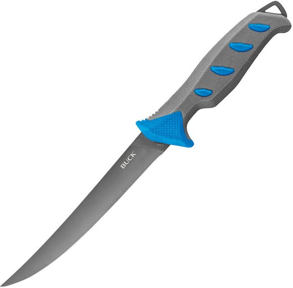 Buck 145 Hookset Salt Water Fillet Blue & Gray TPE 5Cr15MoV Fixed Blade Knife 145BLS