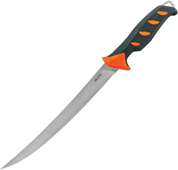 Buck 146 Hookset Fresh Water Fillet Orange & Gray TPE 5Cr15MoV Fixed Blade Knife 146ORS