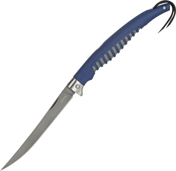 BUCK Knives Folding Fillet Silver Creek Lockback Blue TPE Handle Knife  - 220BLS