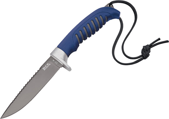 BUCK Silver Creek Bait Gray & Blue Handle Fixed Blade Knife + Sheath 221BLX