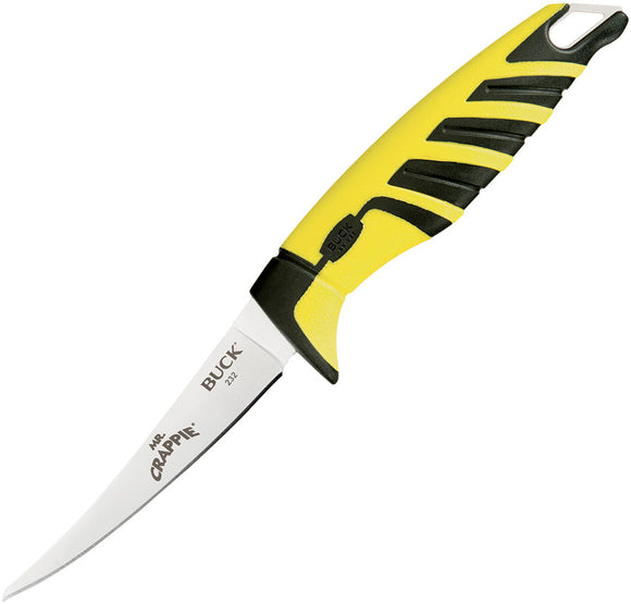BUCK Knives Mr Crappie Slab Shaver Yellow & Blk Fixed Blade Fillet Knife 232YWS