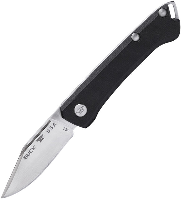 Buck Saunter Slip Joint Black Micarta Folding 154CM Clip Point Pocket Knife 250BKS1