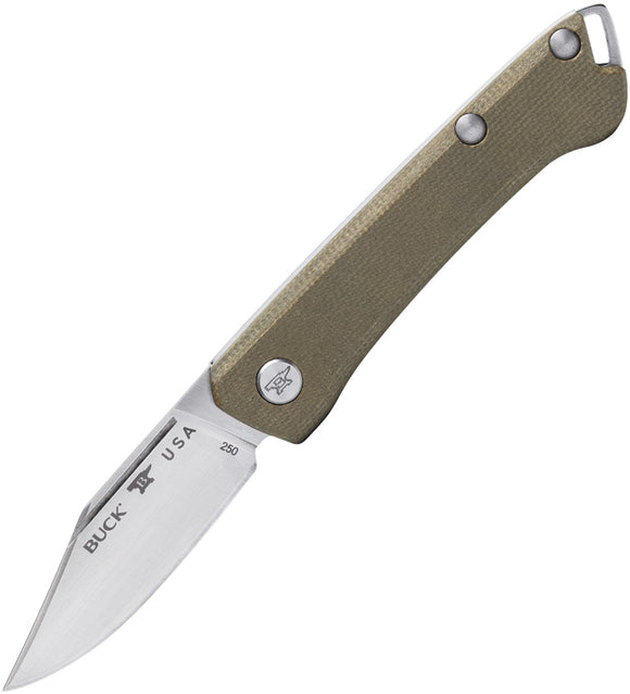 Buck Saunter Slip Joint Green Micarta Folding 154CM Clip Point Pocket Knife 250GRS1