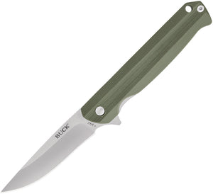 Buck Langford Linerlock Green G10 Folding Knife 251grs