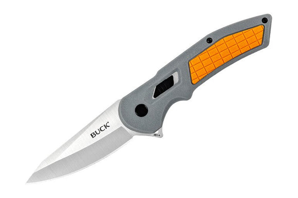 Buck Hexam Pocket Knife Button Lock Gray/Orange 7Cr17MoV Drop Pt Blade 261ORS