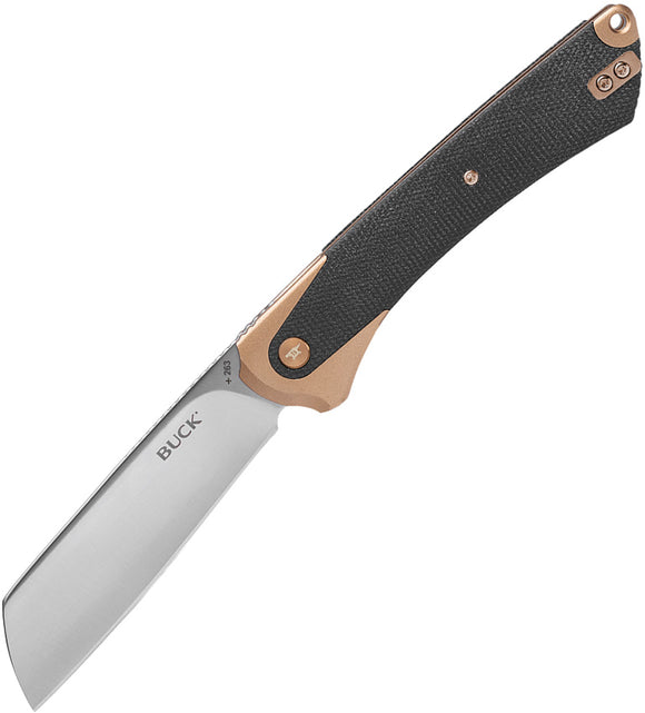 Buck HiLine XL Linerlock Copper Aluminum & Black Micarta Folding D2 Steel Knife 263CPS1