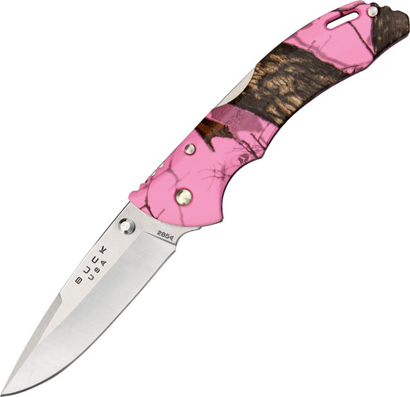 BUCK Knives Bantam BLW Mossy Oak Blaze Pink Camo Folding Lockback Knife 285CMS10