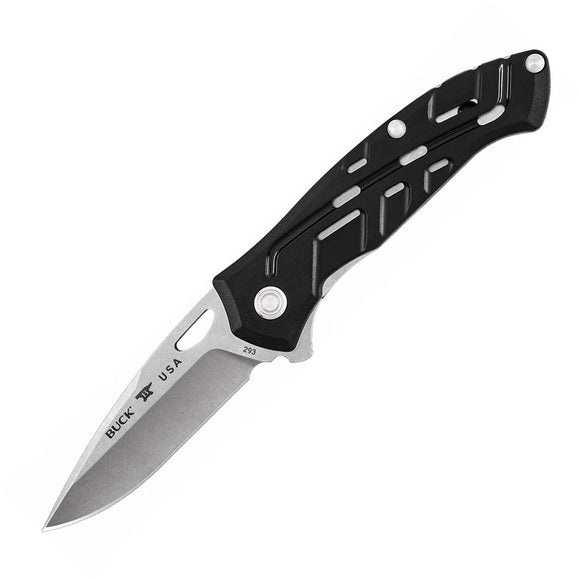 BUCK Knives Inertia Linerlock A/O Folding Drop Pt Black Handle Knife 293BKS2