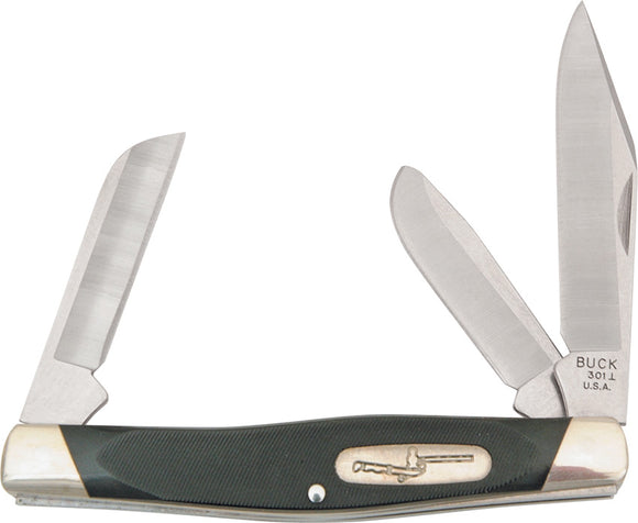 BUCK Knives Stockman Black Sawcut Handles Folding Blades Pocket Knife USA 301