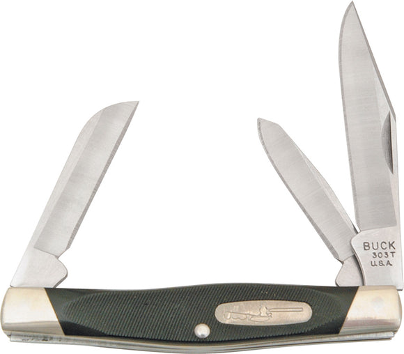 BUCK Knives Cadet Black Sawcut Handle Multiple Folding Blades Pocket Knife 303