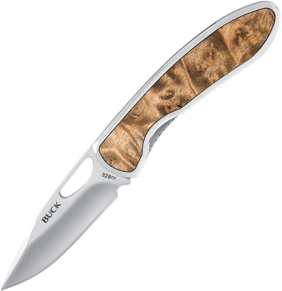 BUCK Knives Graduate Linerlock Burl Wood Handles Folding Blade Knife 328BWS
