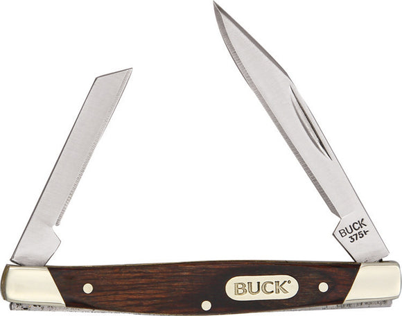 BUCK Knives Deuce Wood Handle Folding Clip & Coping Blades Pocket Knife 375