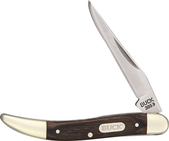 BUCK Knives Toothpick Brown Wood Handle Folding Clip Blade Pocket Knife 385BRS