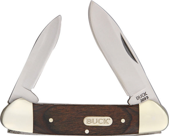 BUCK Knives 300 Series Canoe Brown Wood Handle Folding Blade Pocket Knife 389BRS