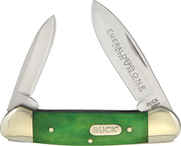 Buck Canoe Emerald Bone Folding Knife 389GRSSM