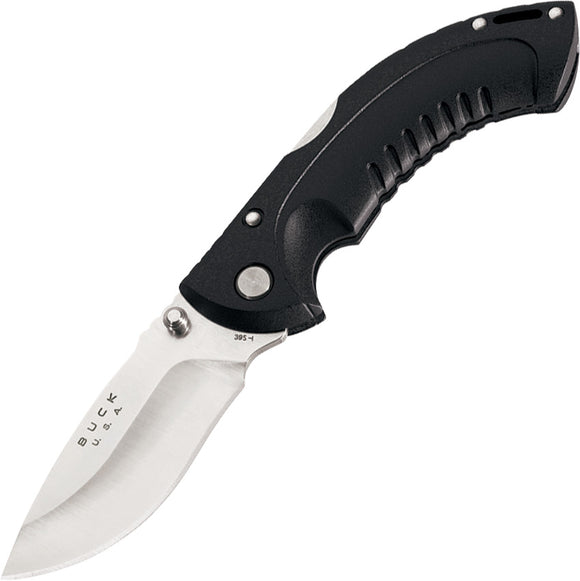 BUCK Knives Omni Hunter Lockback Black Handle Folding Blade Knife + Sheath 395BK