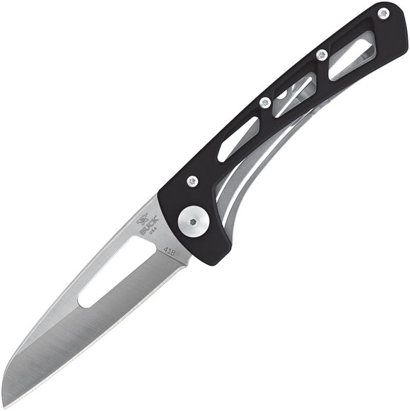 BUCK Knives Vertex Black Handle Framelock Folding Wharncliffe Blade Knife 418BKS